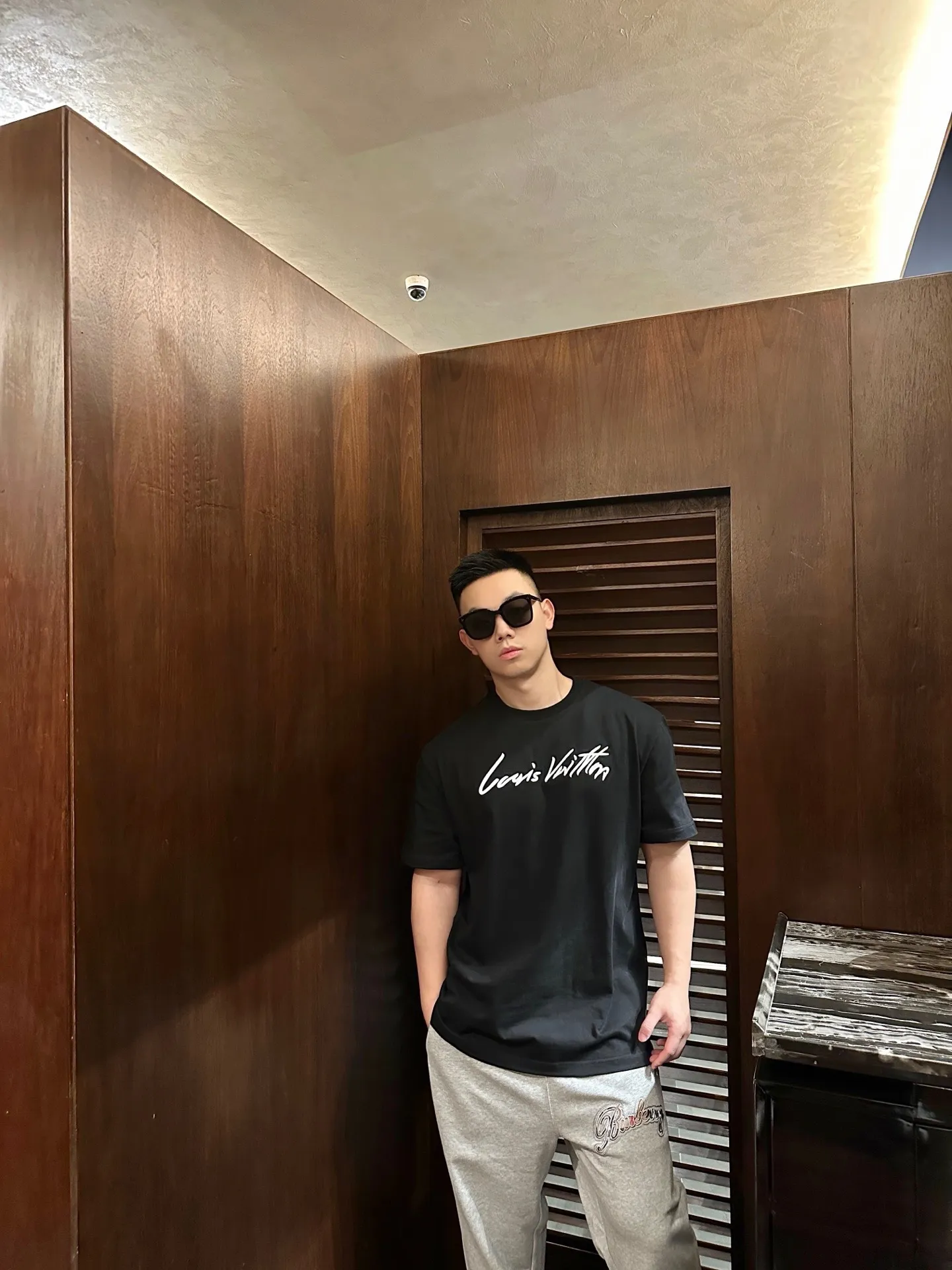 Louis Vuitton/Louis Vuitton 26ss signature letter embroidered short sleeves
